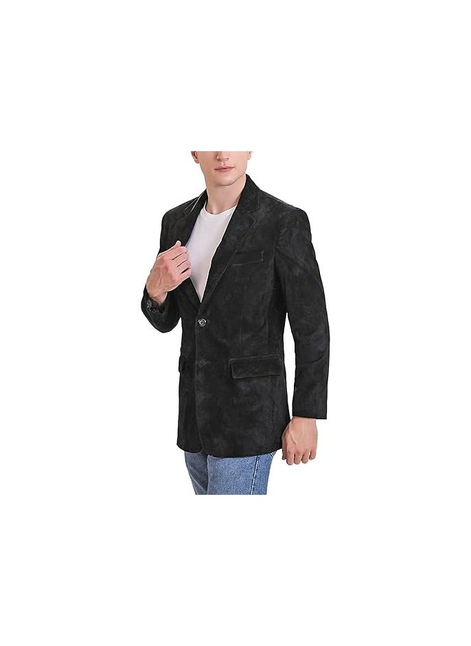 Men Richard Classic Leather Blazer Lambskin Sport Coat Jacket - Men Slim Fit Leather Jacket