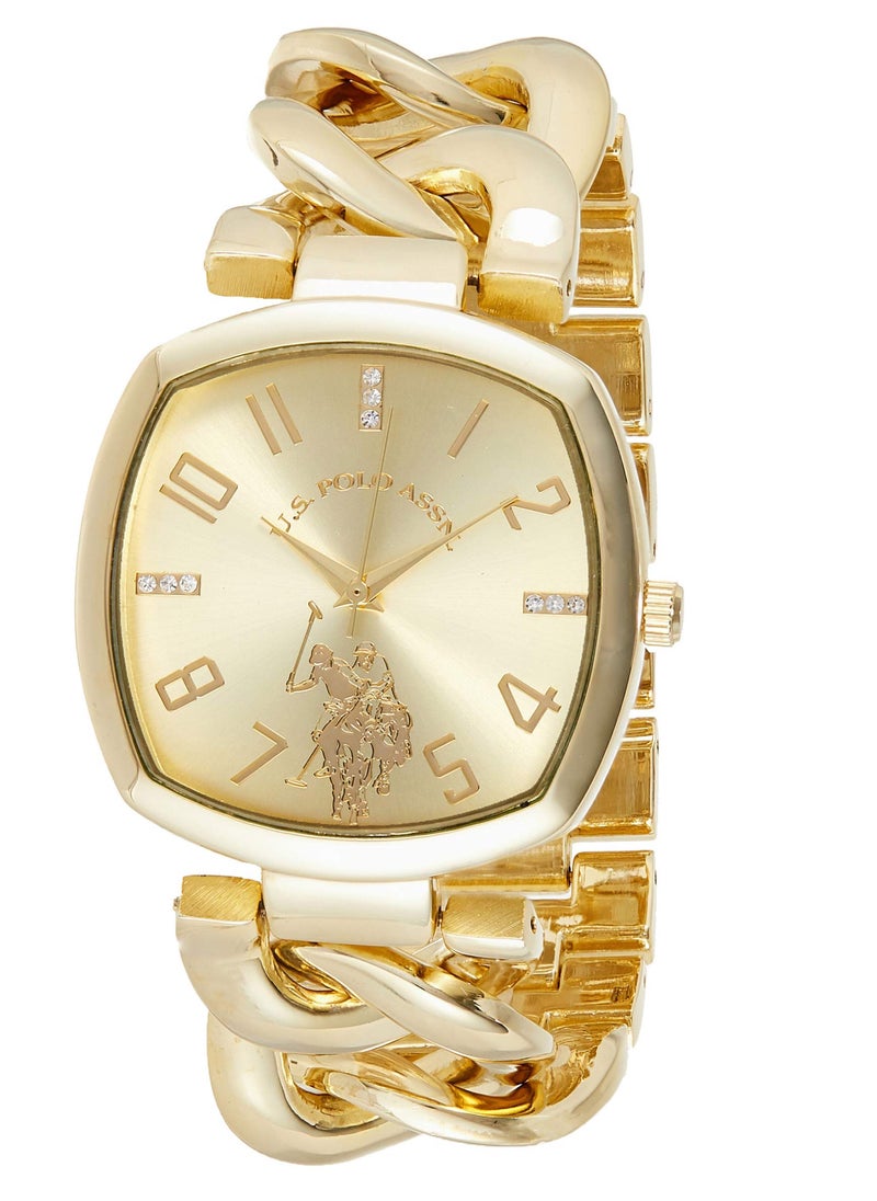 U.S. POLO ASSN. Women's Quartz Watch, Analog Display and Gold Plated Strap USC40250
