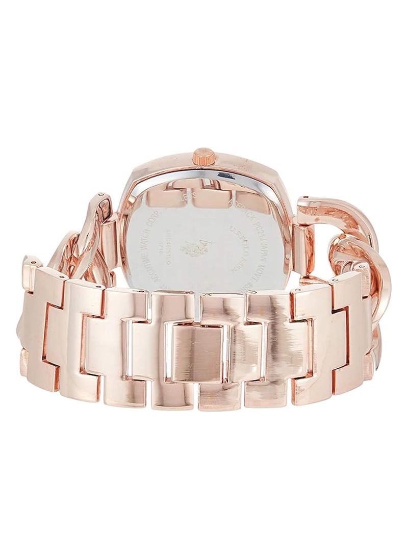 U.S. Polo Assn. Women's Quartz Watch, Analog Display and Rose Gold Plated Strap USC40251