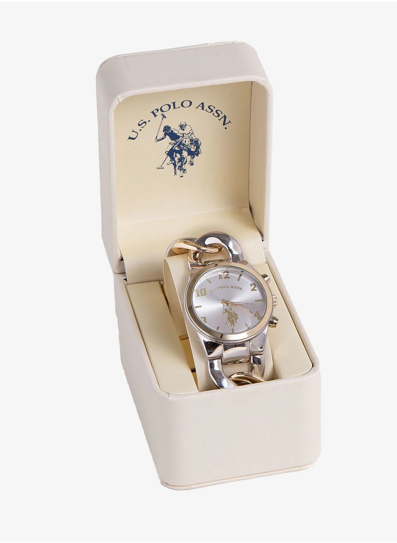 Women's Quartz Watch, Analog Display and Silver & gold Plated Strap USC40173
