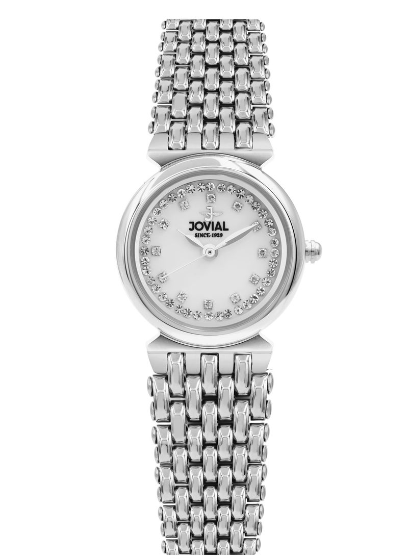 Women's Fashion metal band watch, 24mm, White Dial