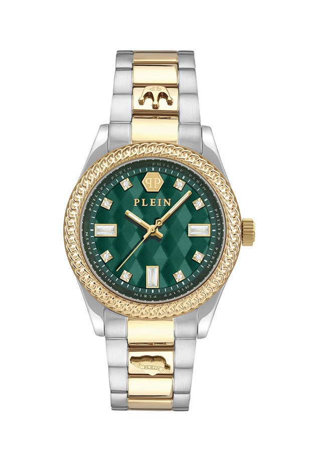 QUEEN Women's 38mm Watch by Philipp Plein with Emerald Green Dial, Gold & Stainless Steel Case, Crystal-Indices, Regal Design & 50m Water Resistance