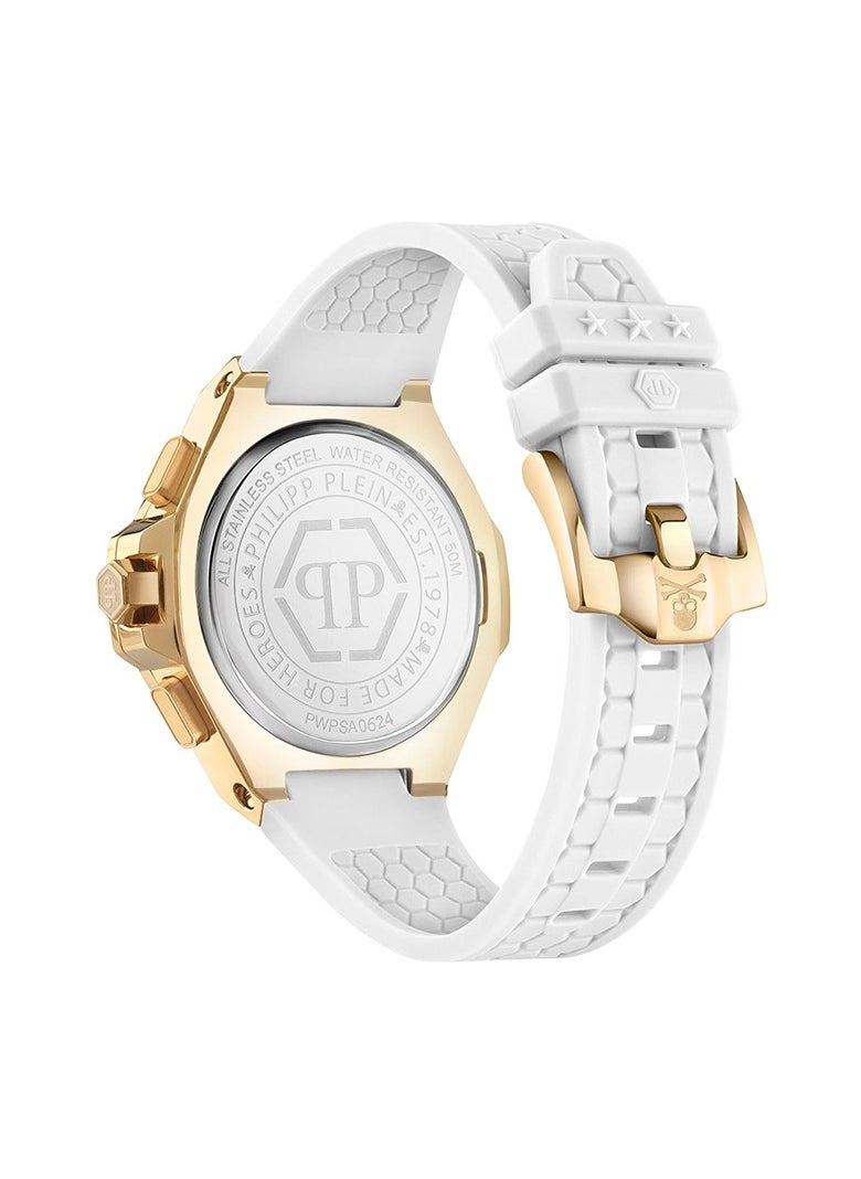 PLEIN CHRONO ROYAL Philipp Plein Women's 42mm Chrono Quartz Watch, Octagonal Case with Crystals, Honeycomb Dial, Gold-tone Accents, Water Resistant to 50m