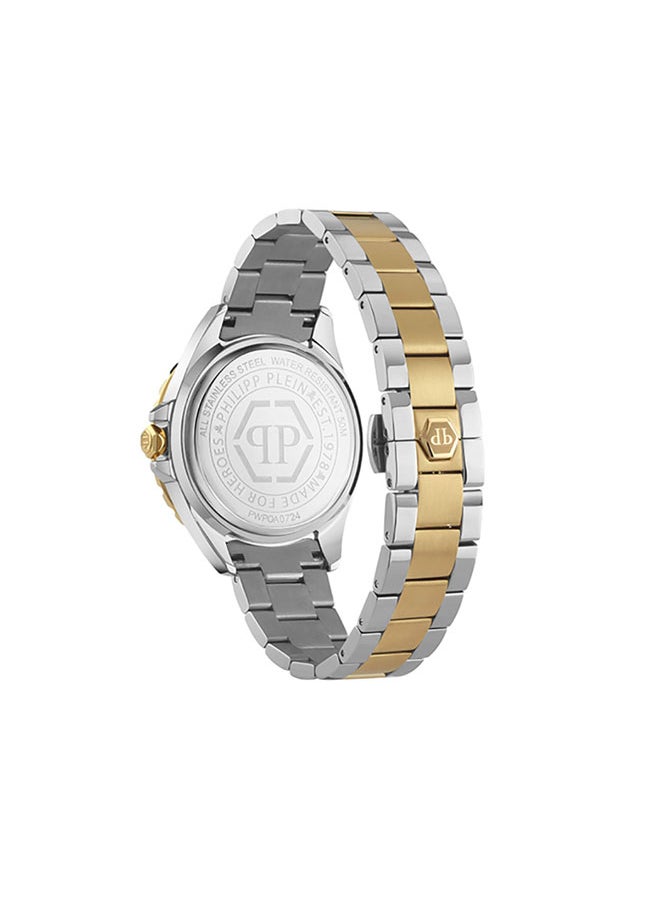 PLEIN HEAVEN Women’s 38mm Gold-Tone & Silver Stainless Steel Watch by Philipp Plein with Emerald Green Honeycomb Dial, Roman Numerals & 50m Water Resistance