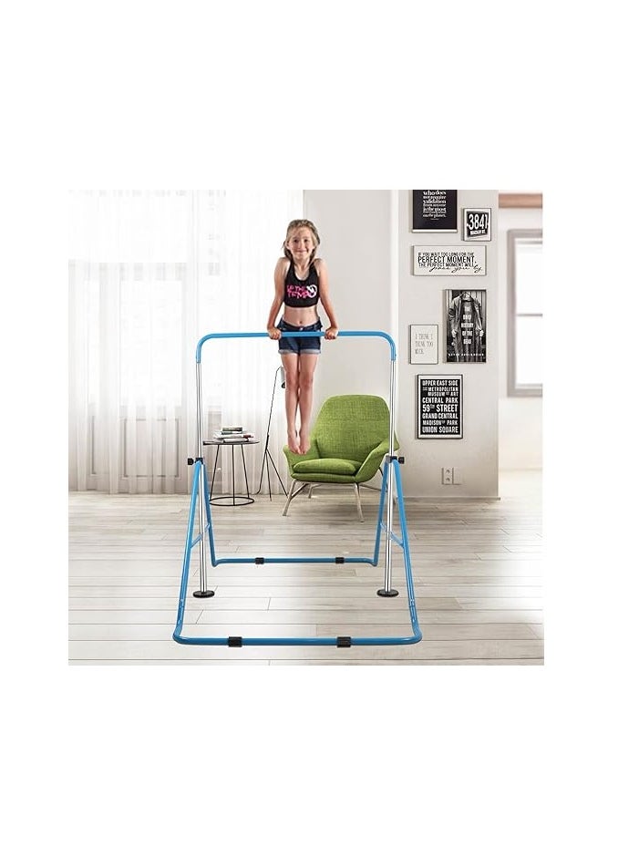 COOLBABY Gymnastics Horizontal Bar Children's Home Training Horizontal Bar Foldable Horizontal Bar, Height Adjustable (Blue)