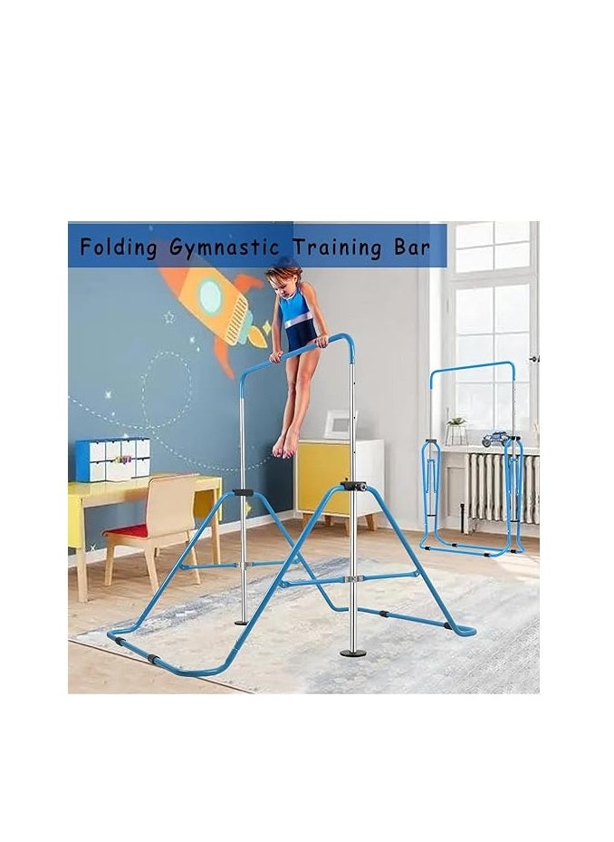 COOLBABY Gymnastics Horizontal Bar Children's Home Training Horizontal Bar Foldable Horizontal Bar, Height Adjustable (Blue)