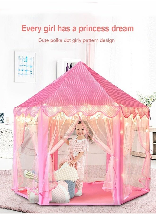 Princess Tent with Star Lights Girls Large Playhouse Kids Castle Play Tent for Children Indoor and Outdoor