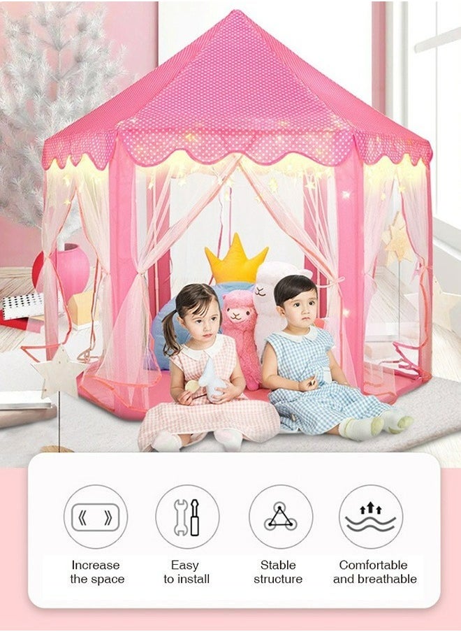 Princess Tent with Star Lights Girls Large Playhouse Kids Castle Play Tent for Children Indoor and Outdoor