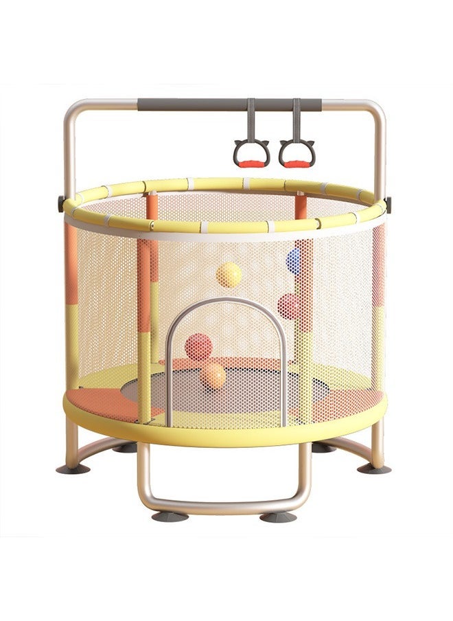 1.5m Childrens Trampoline Horizontal Bar Indoor Home Bouncing Bed With Net Circular Handrail Suspension Ring Ocean Ball Basketball Hoop Sandbag Swing Suction Cup