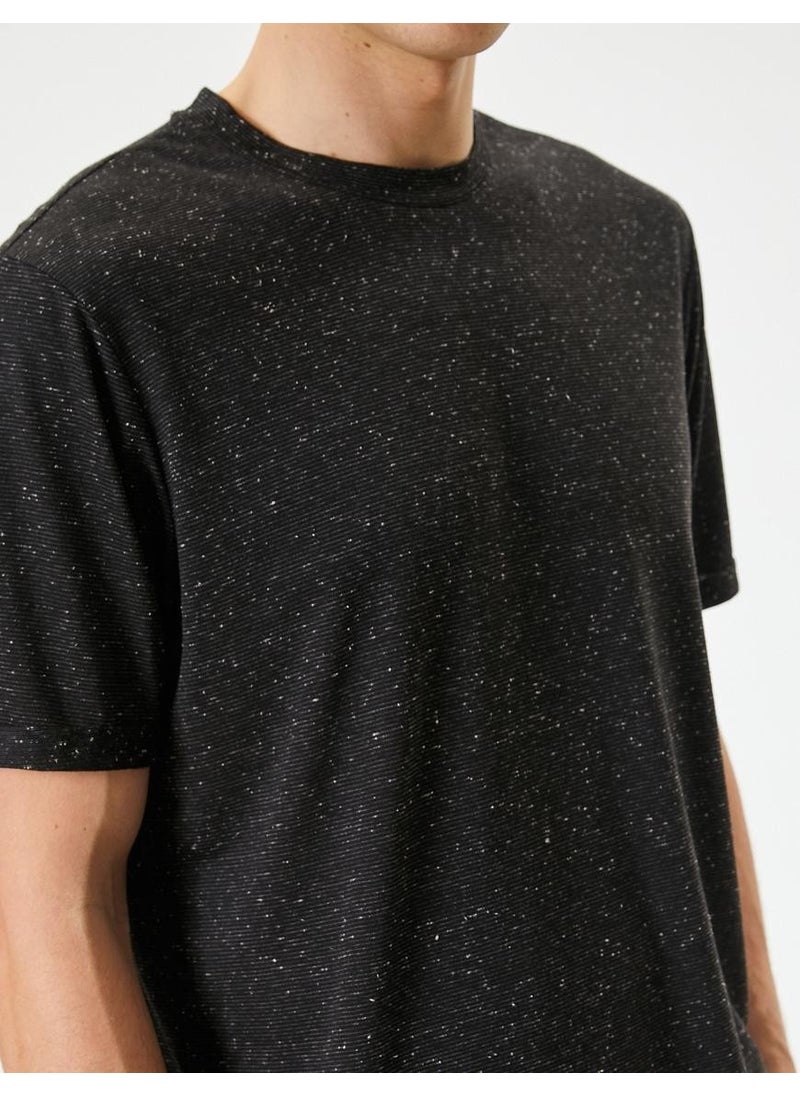 Cotton Flecked T-Shirt Crew Neck Short Sleeve