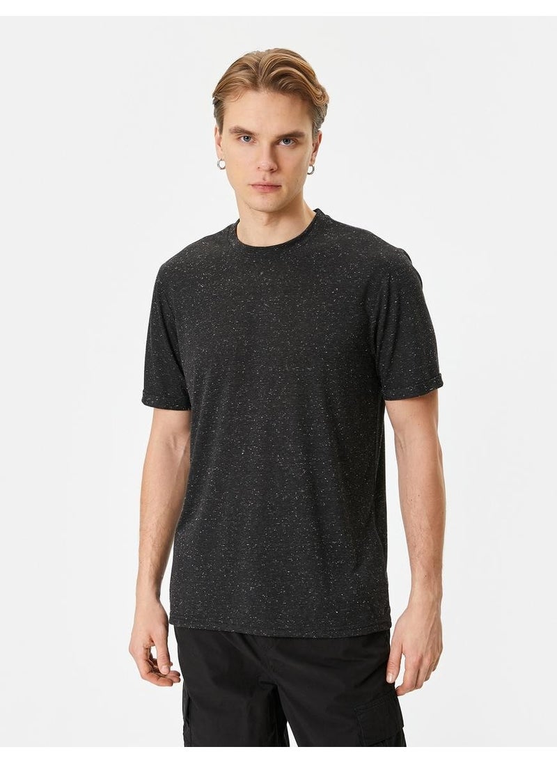 Cotton Flecked T-Shirt Crew Neck Short Sleeve