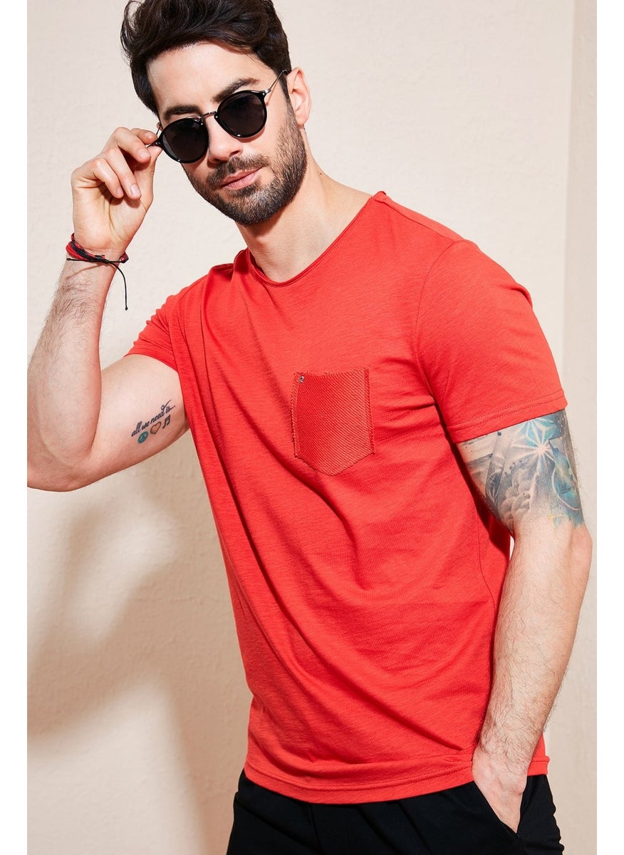 100% Cotton Crew Neck Pocket T Shirt Men's T Shirt 5902000