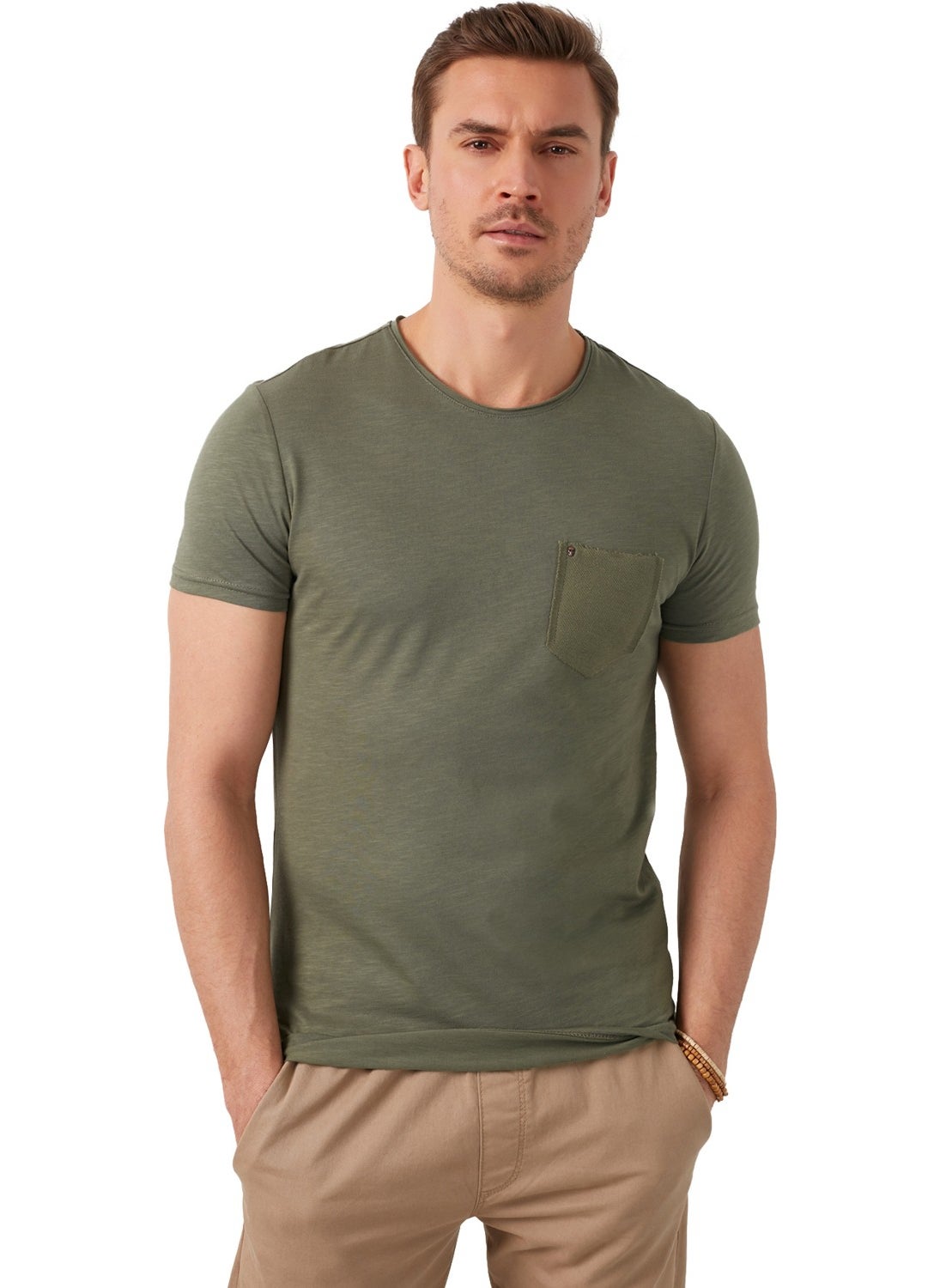 100% Cotton Crew Neck Pocket T Shirt Men's T SHIRT 5902000