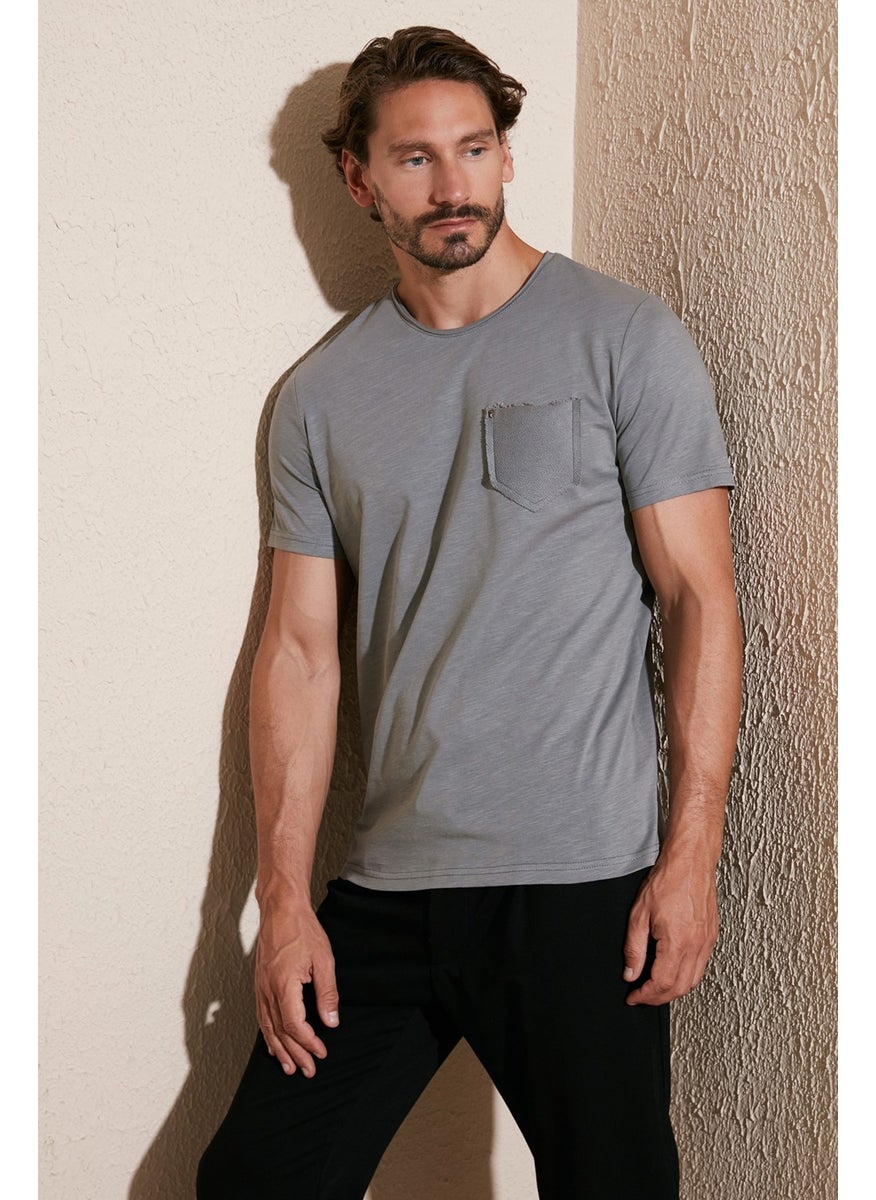 100% Cotton Slim Fit Crew Neck Pocket T Shirt Men's T Shirt 5902000