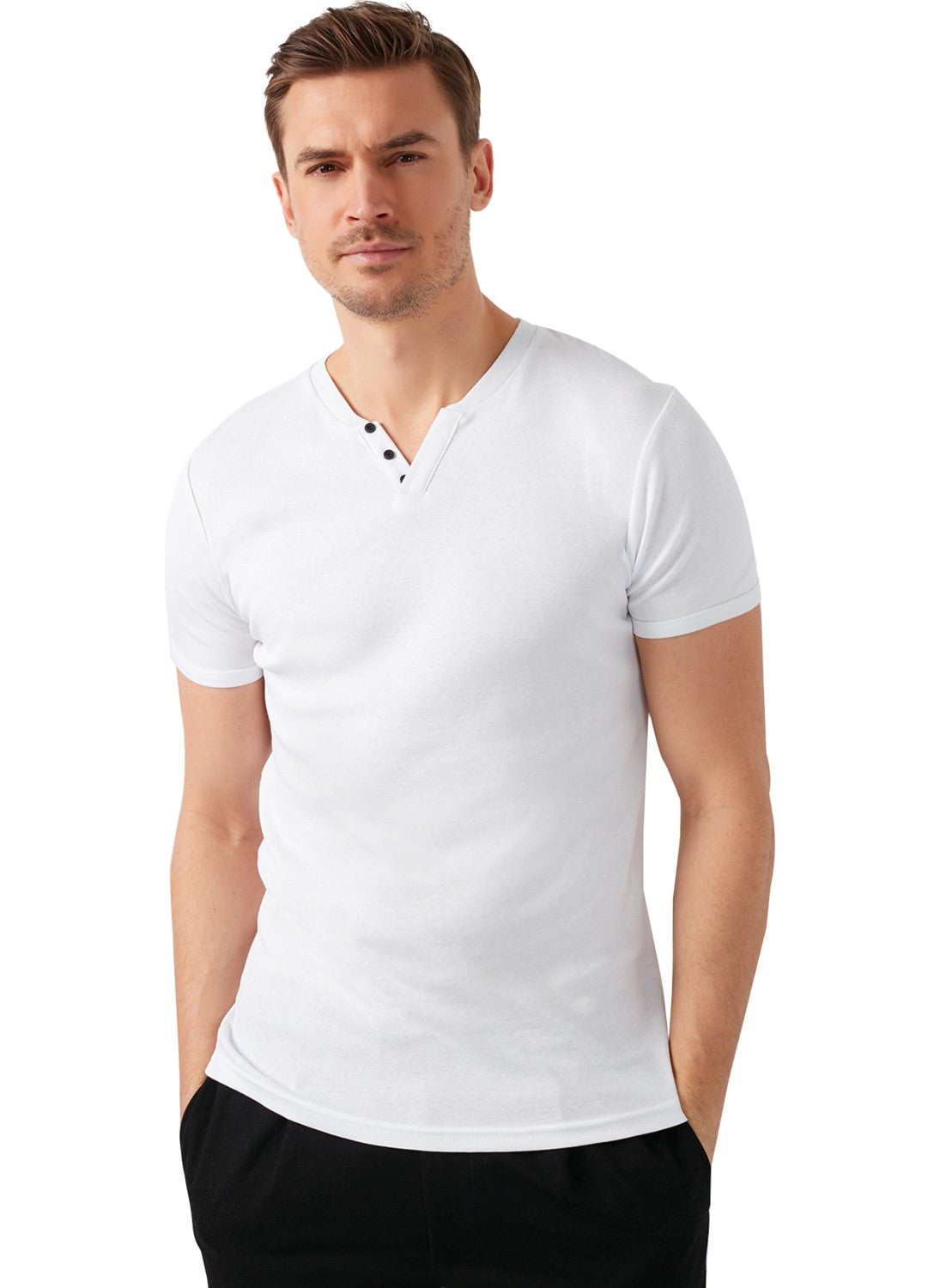 100% Cotton V-Neck Slim Fit T Shirt Men's T SHIRT 5902122