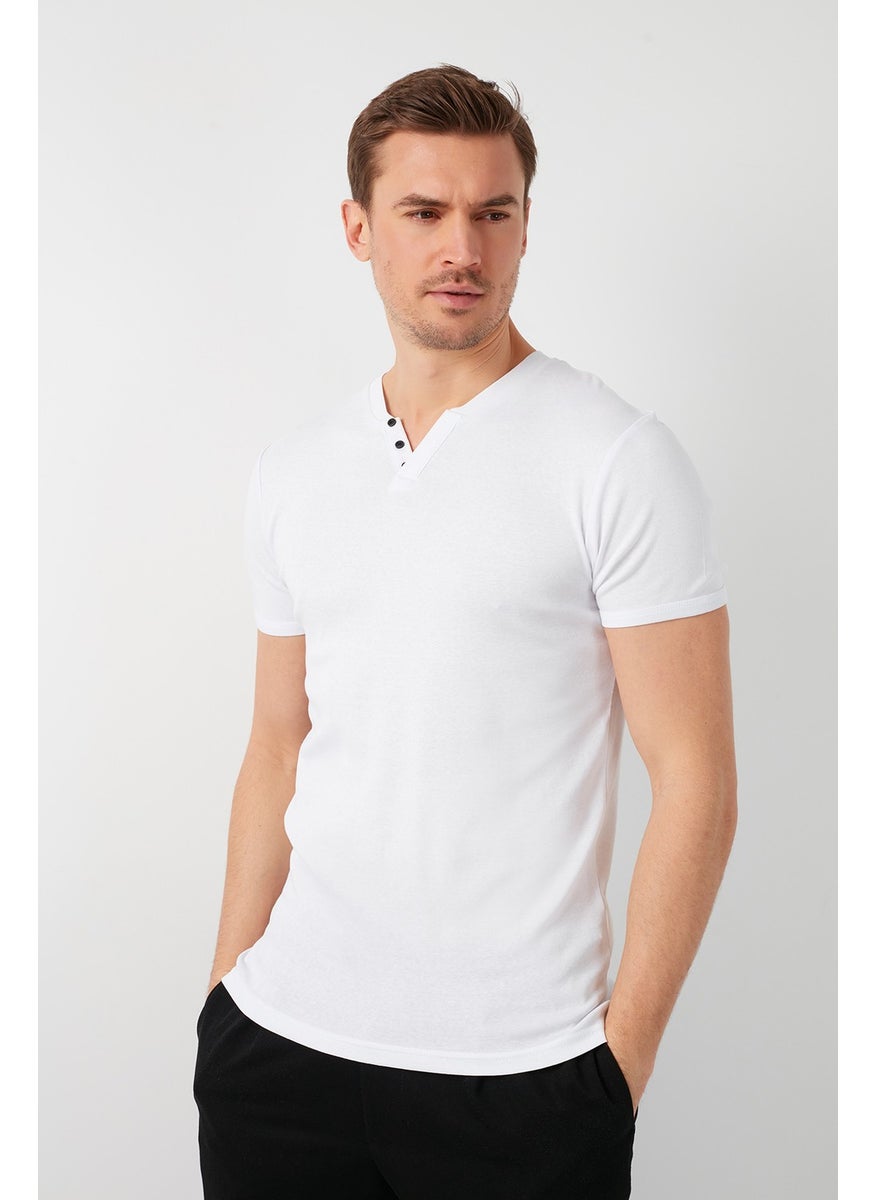 100% Cotton V-Neck Slim Fit T Shirt Men's T SHIRT 5902122