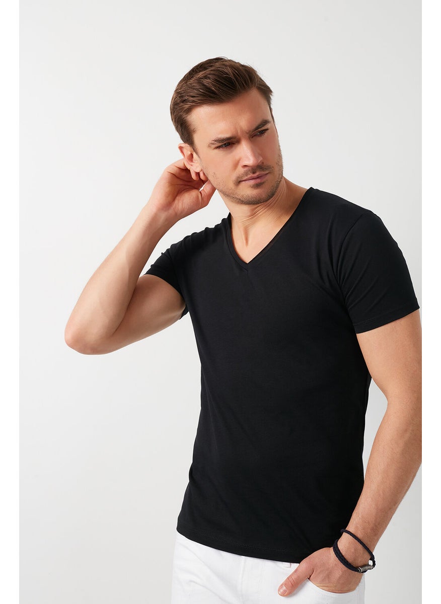 100% Cotton V-Neck Basic T Shirt Men's T SHIRT 5412001