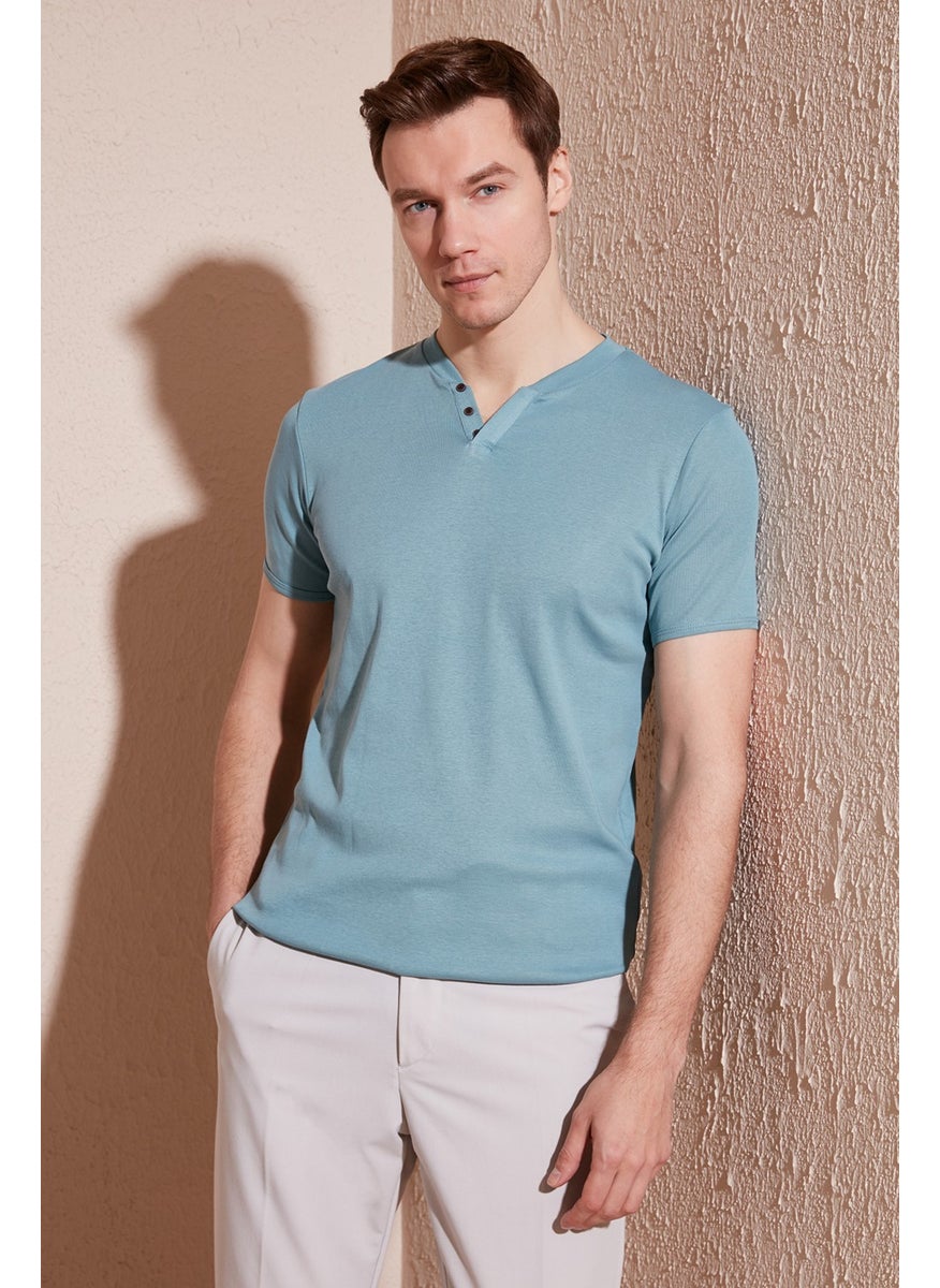 100% Cotton V-Neck Slim Fit T Shirt Men's T Shirt 5902122