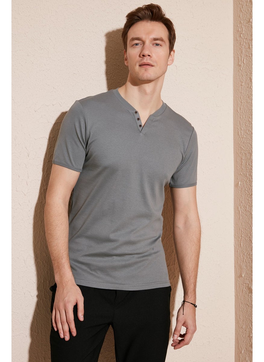 100% Cotton V-Neck Slim Fit T Shirt Men's T Shirt 5902122