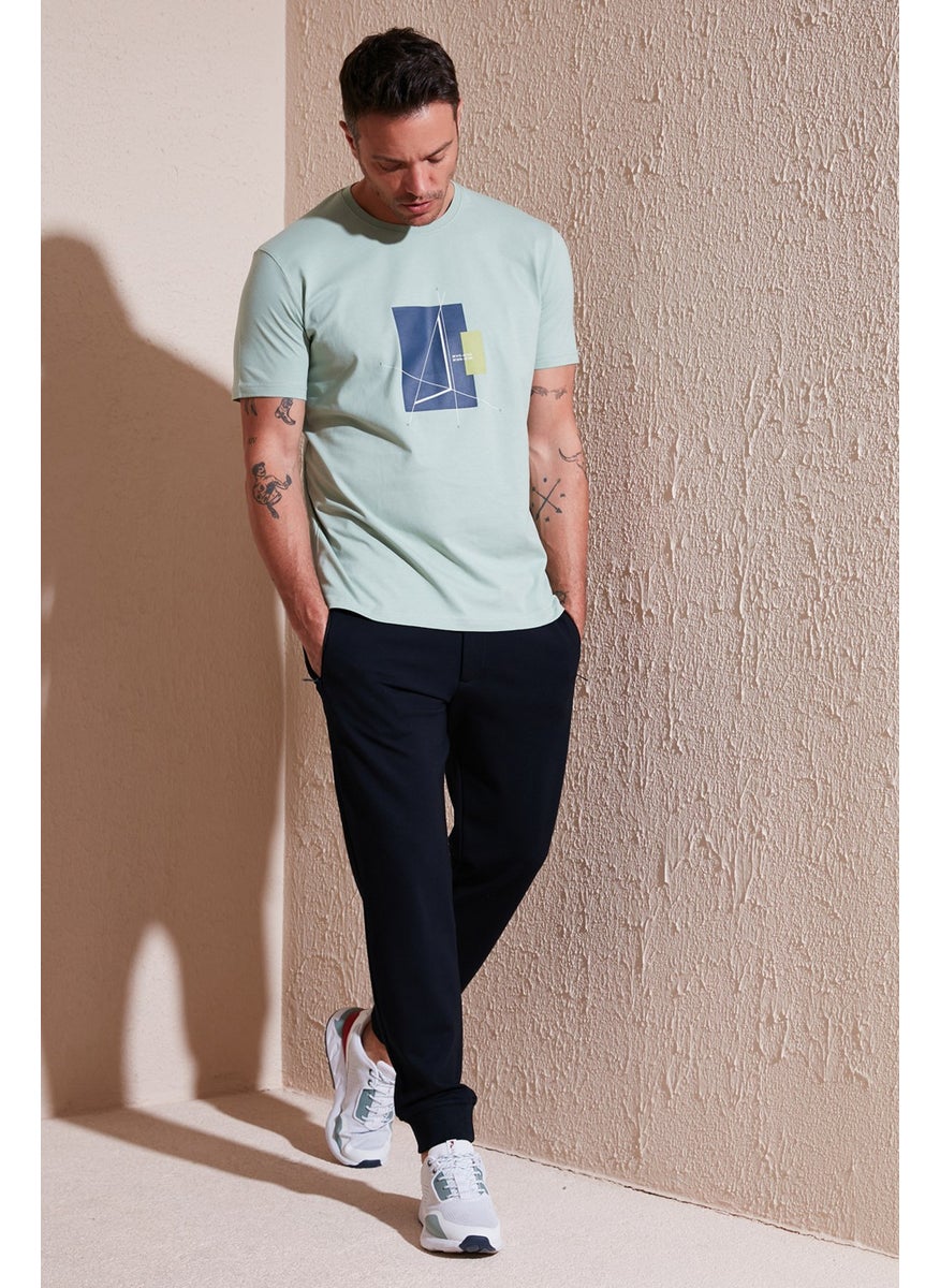 Printed Cotton Crew Neck Slim Men's T Shirt 646R8040