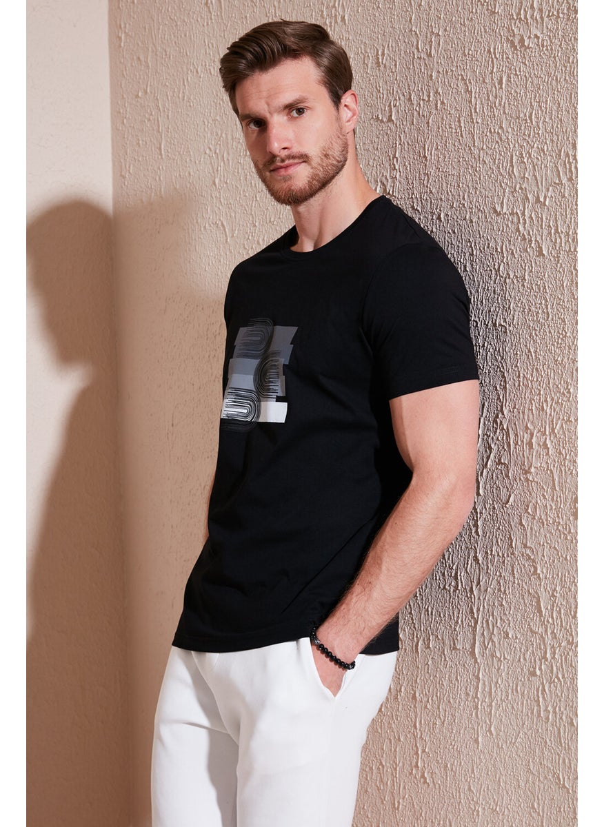 Cotton Slim Fit Crew Neck T Shirt Men's T Shirt 646R8010