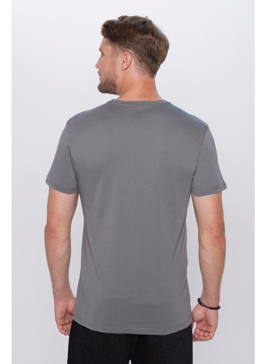 Men's Slim Fit Slim Cut 100% Cotton Soft Texture Gray Crew Neck T-Shirt