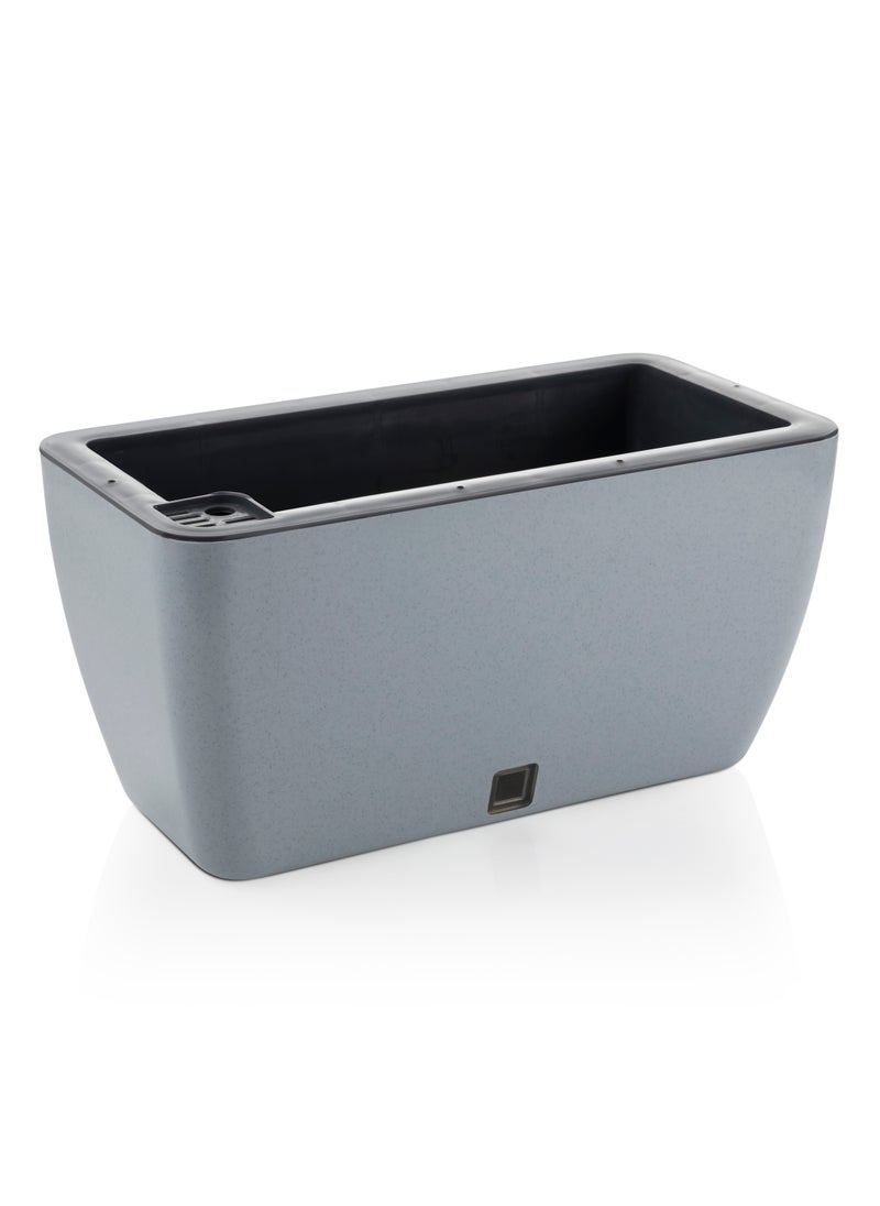 Recta Self Watering Plastic Pot Rectangle Shape - Stone Grey Color