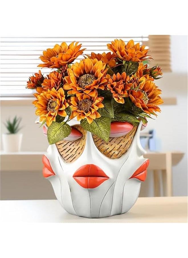 New Picasos Abstract Beauty Face Flower Pot, 5.04 Inch Colorful Abstract Head Plant Pots, Interesting Decorative Flower Resin Flower Pot, Unique Flower Pots for Home Art Decoration (A-01)