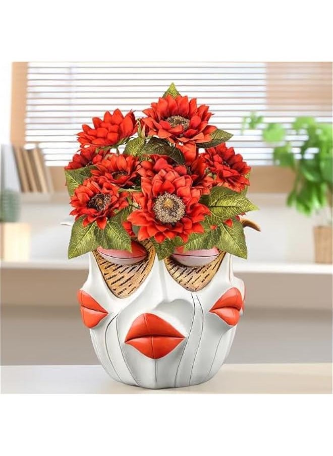 New Picasos Abstract Beauty Face Flower Pot, 5.04 Inch Colorful Abstract Head Plant Pots, Interesting Decorative Flower Resin Flower Pot, Unique Flower Pots for Home Art Decoration (A-01)