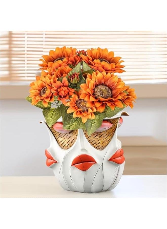 New Picasos Abstract Beauty Face Flower Pot, 5.04 Inch Colorful Abstract Head Plant Pots, Interesting Decorative Flower Resin Flower Pot, Unique Flower Pots for Home Art Decoration (A-01)