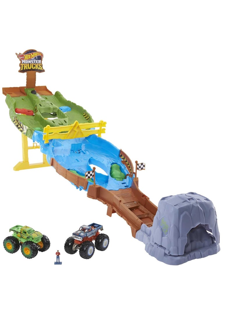 Monster Trucks Playset with 2 1:64 Scale Toy Trucks