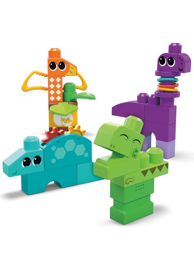 Mega Bloks Squeak 'N Chomp Dinos Sensory Building Toys (24 Pieces)