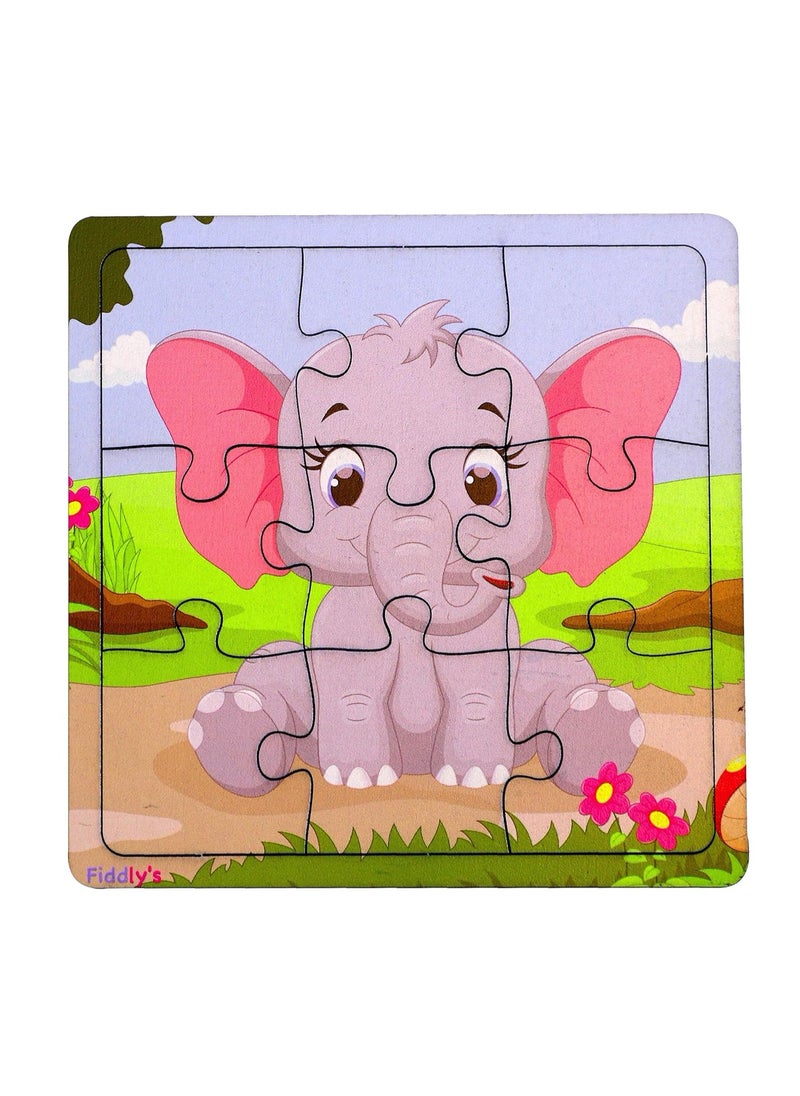 Fiddlys Wooden Paperless Jigsaw Puzzle for Children - Pack of 3-9 Pieces