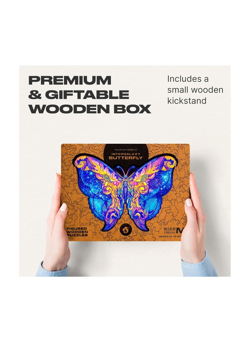 UNIDRAGON Original Wooden Jigsaw Puzzles - Intergalaxy Butterfly Size (M)