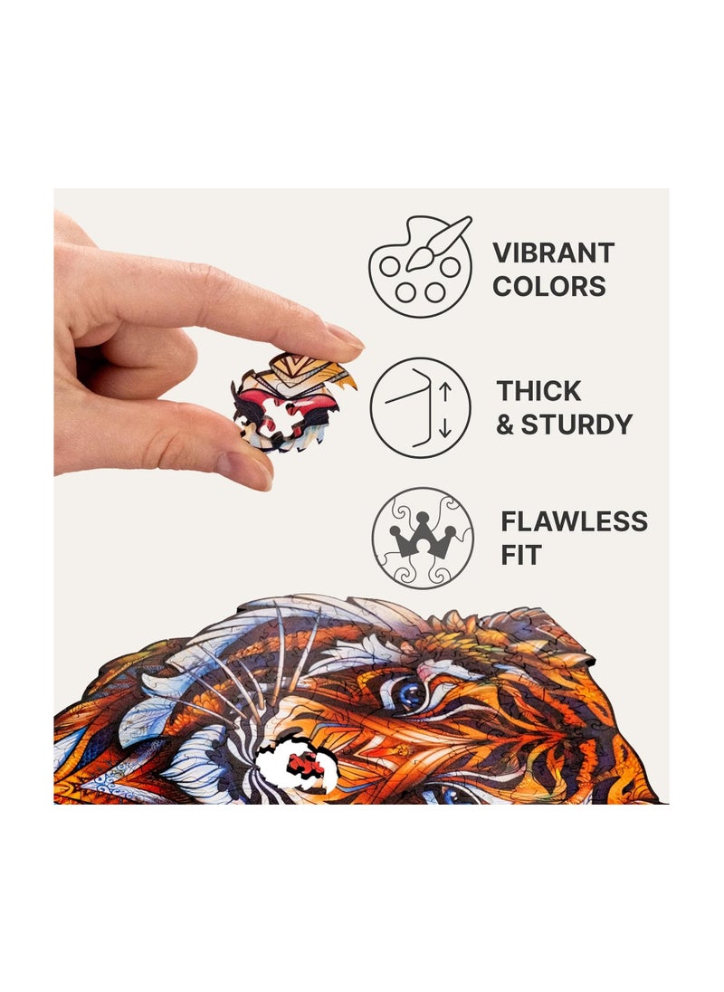 UNIDRAGON Original Wooden Jigsaw Puzzles - Lovely Tiger Size (King)