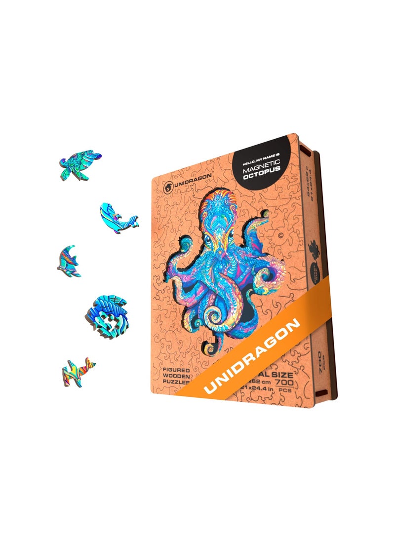 UNIDRAGON Original Wooden Puzzles - Magnetic Octopus Size (M)