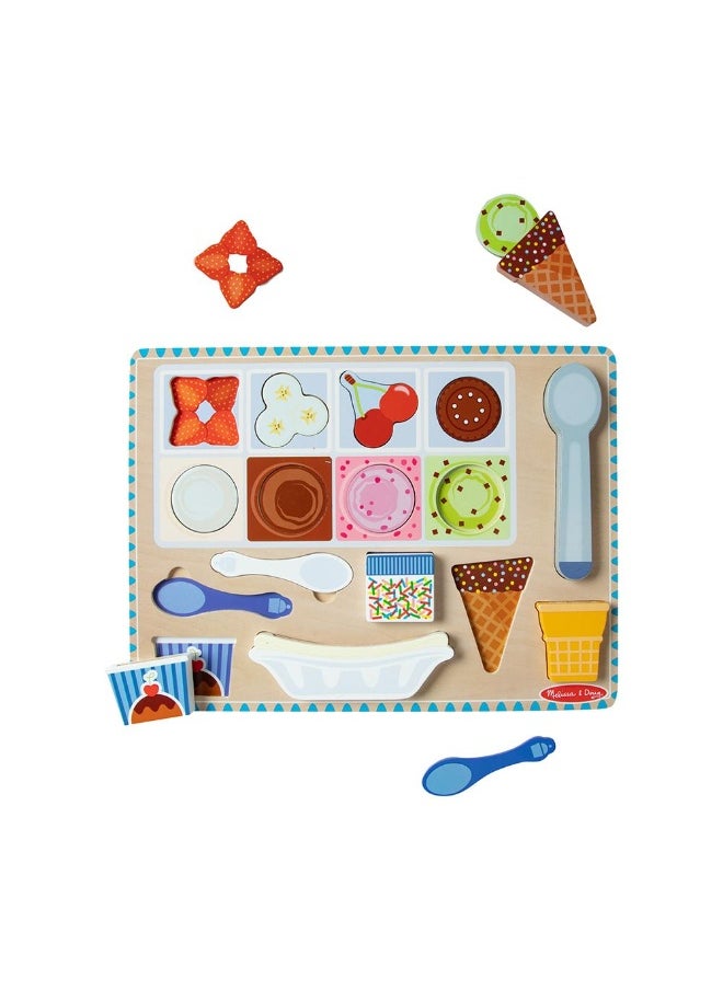 Melissa & Doug Wooden Magnetic Ice Cream Puzzle & Play Set (16 Pieces)