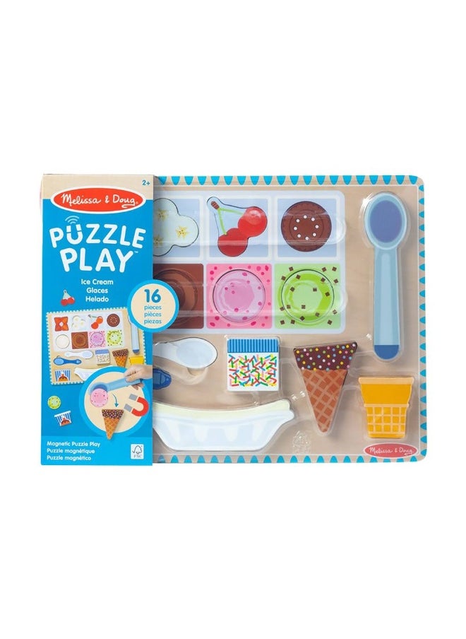 Melissa & Doug Wooden Magnetic Ice Cream Puzzle & Play Set (16 Pieces)