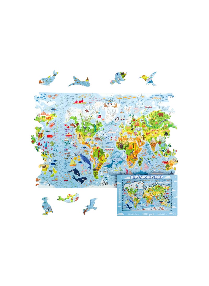 UNIDRAGON Wooden Jigsaw Puzzles - Kids World Map