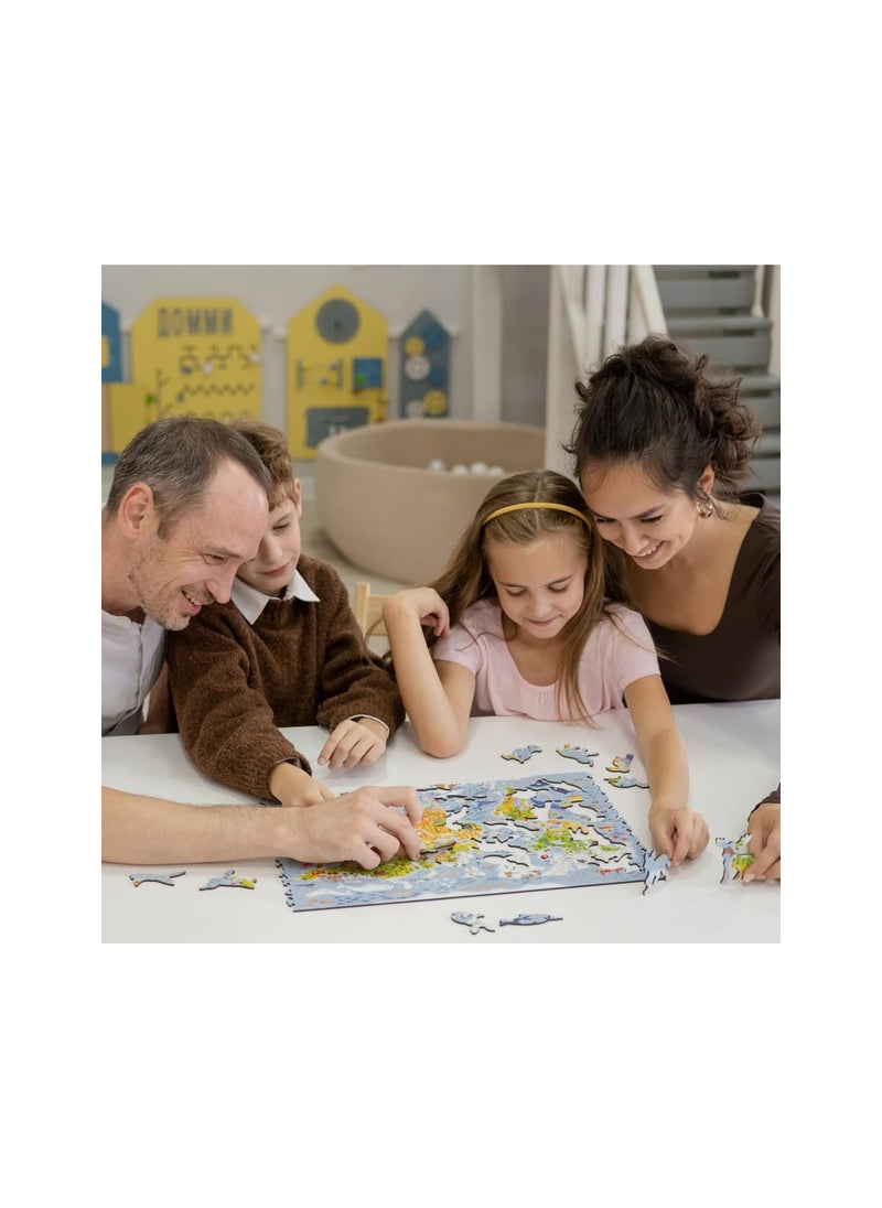 UNIDRAGON Wooden Jigsaw Puzzles - Kids World Map