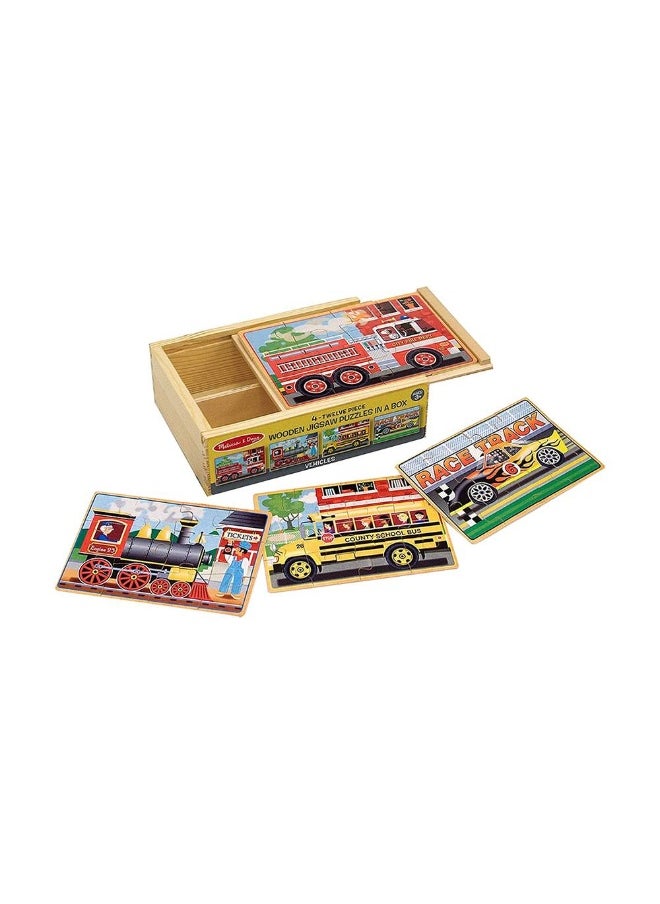 Melissa & Doug Wooden Vehicle Jigsaw Puzzles In A Box Playset