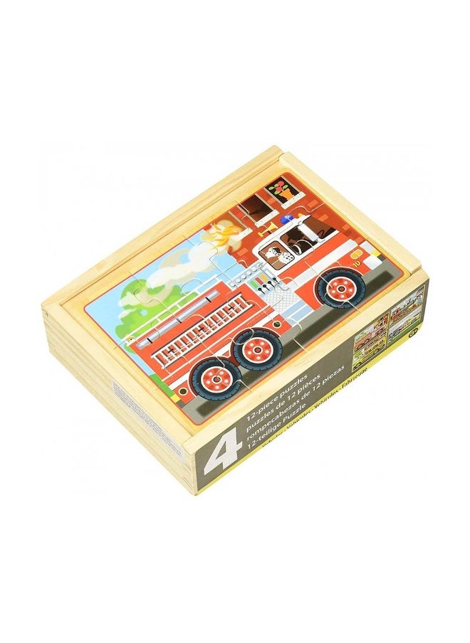 Melissa & Doug Wooden Vehicle Jigsaw Puzzles In A Box Playset