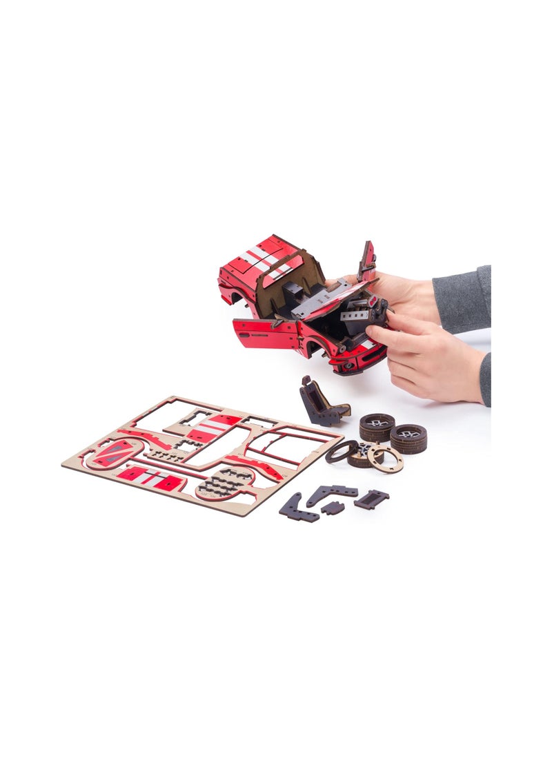 UNIDRAGON Original Models Wooden 3D-Puzzle - Muscle Сar, Stallion GT Red