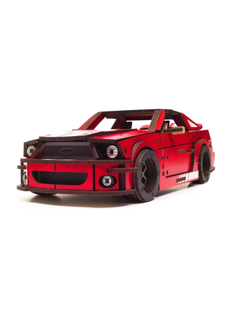 UNIDRAGON Original Models Wooden 3D-Puzzle - Muscle Сar, Stallion GT Red