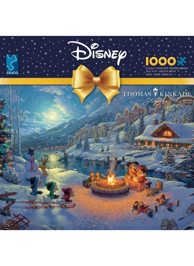 Thomas Kinkade Disney Dreams Collection Holiday Mickey And Minnie Christmas Lodge 1000 Piece Jigsaw Puzzle