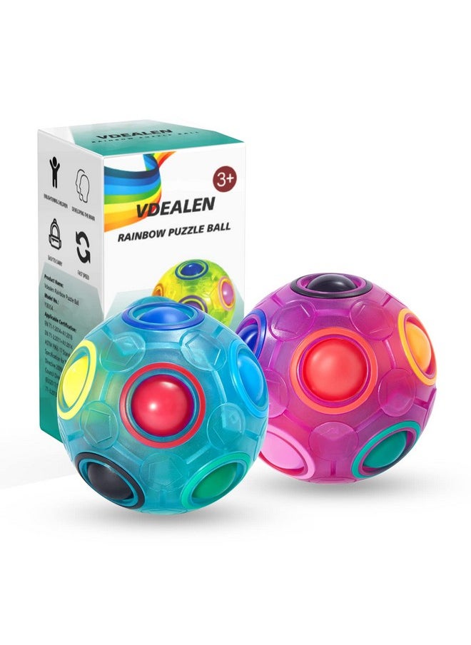 Magic Rainbow Puzzle Ball, Fidget Ball Puzzle Brain Teaser Fidget Toy For Boys & Girls Birthday Party Easter Valentines Day Christmas Stocking Stuffers For Kids Teen & Adults 2 Pack