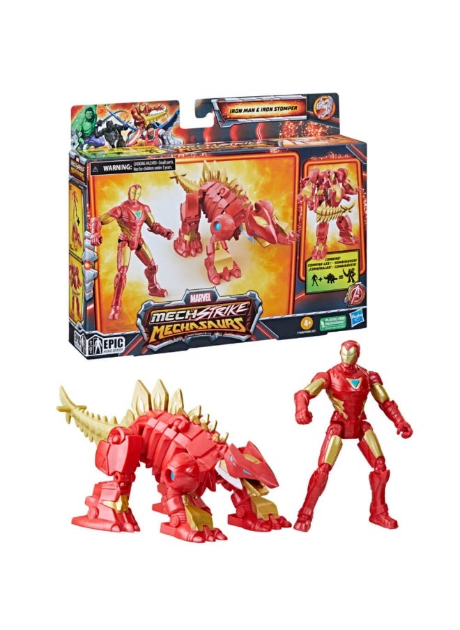 Mech Strike Mechasaurs Iron Man With Iron Stomper Action Figure Set