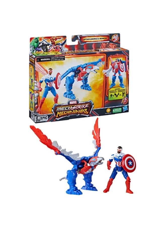 Mech Strike Mechasaurs Captain America & Redwing Action Figure Set