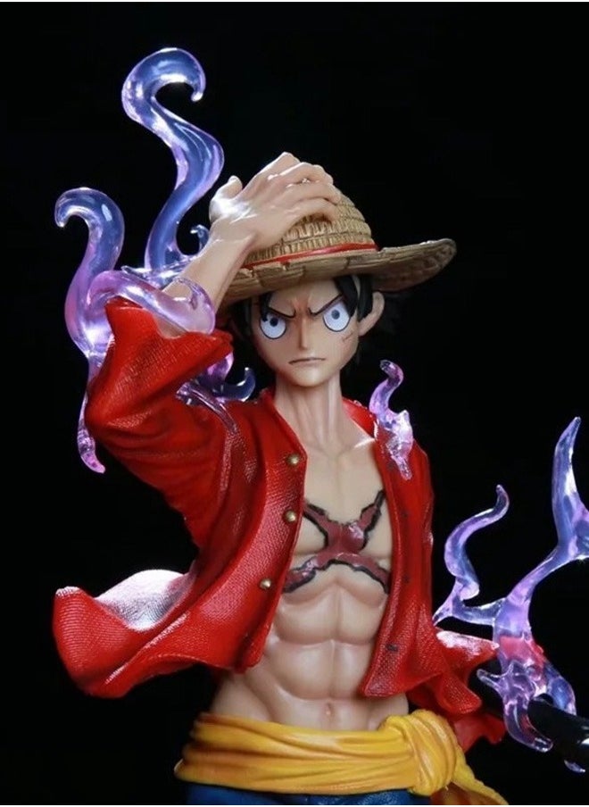 One Piece figure, hot-blooded Luffy,Action Figure Decorative Resin Sculpture Home Decor Statue, Art Figurine Home Decor, Suitable for Office, Living Room, Bedroom, Bookshelf, TV Cabinet, Desktop