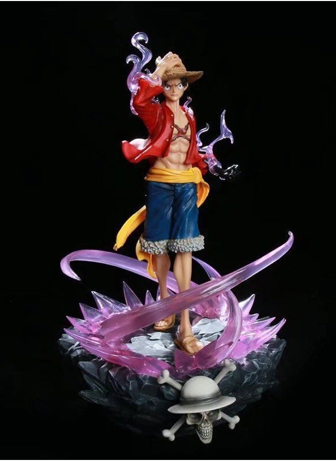 One Piece figure, hot-blooded Luffy,Action Figure Decorative Resin Sculpture Home Decor Statue, Art Figurine Home Decor, Suitable for Office, Living Room, Bedroom, Bookshelf, TV Cabinet, Desktop
